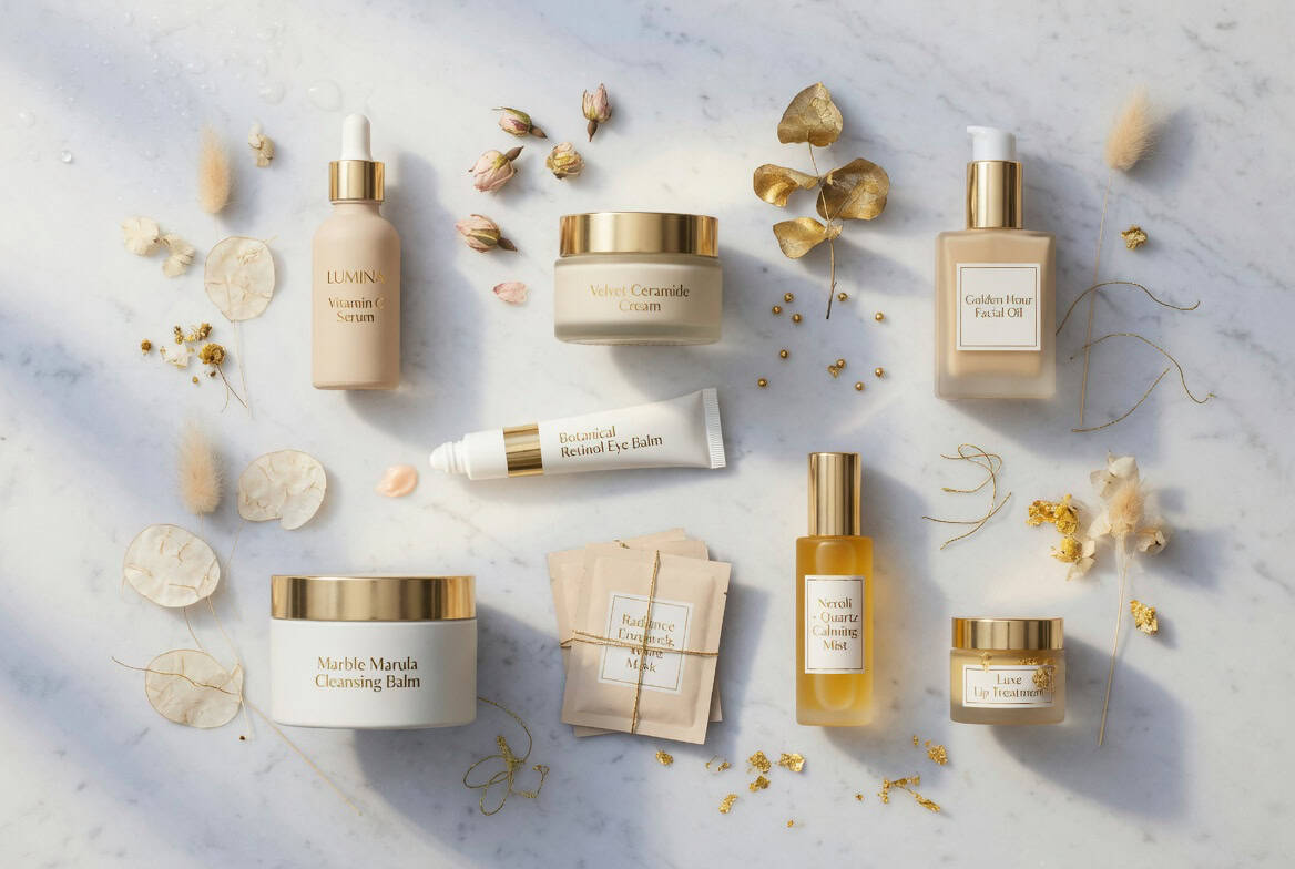 best celebrity skincare products on Amazon 2026 flatlay including EltaMD sunscreen Weleda Skin Food COSRX