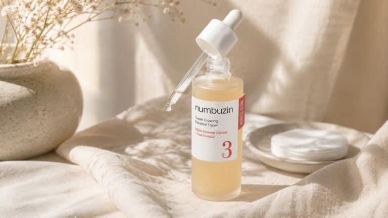 Numbuzin No.3 Toner bottle on linen background with dropper
