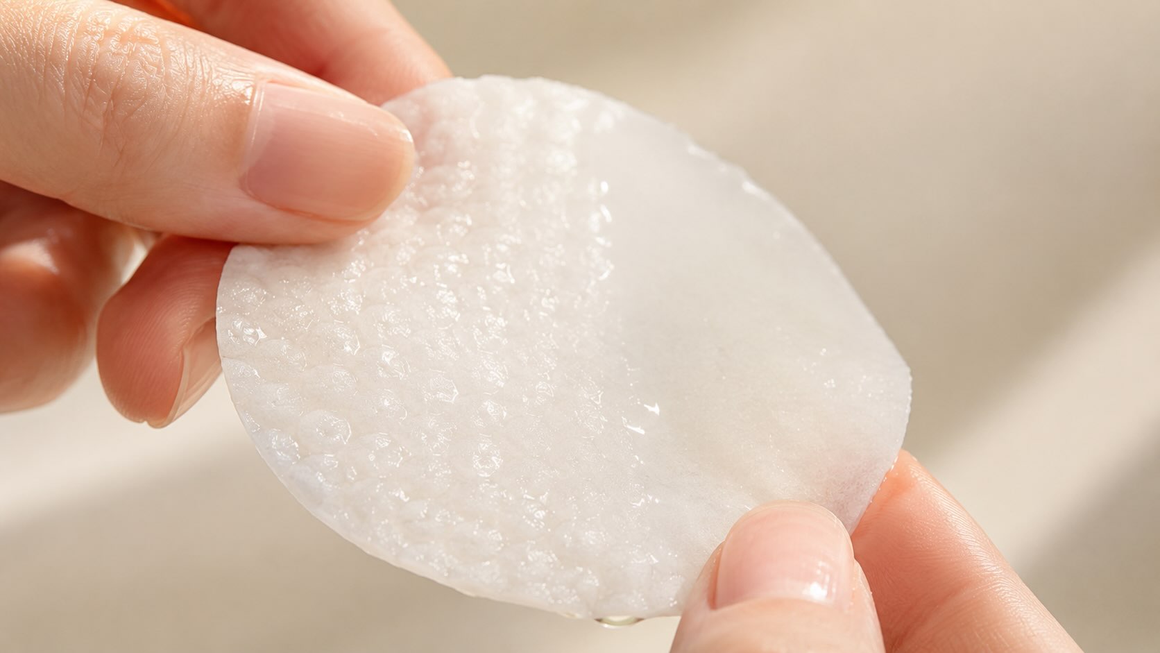 Abib Heartleaf Spot Pad embossed and smooth dual-textured toner pad being held showing both sides