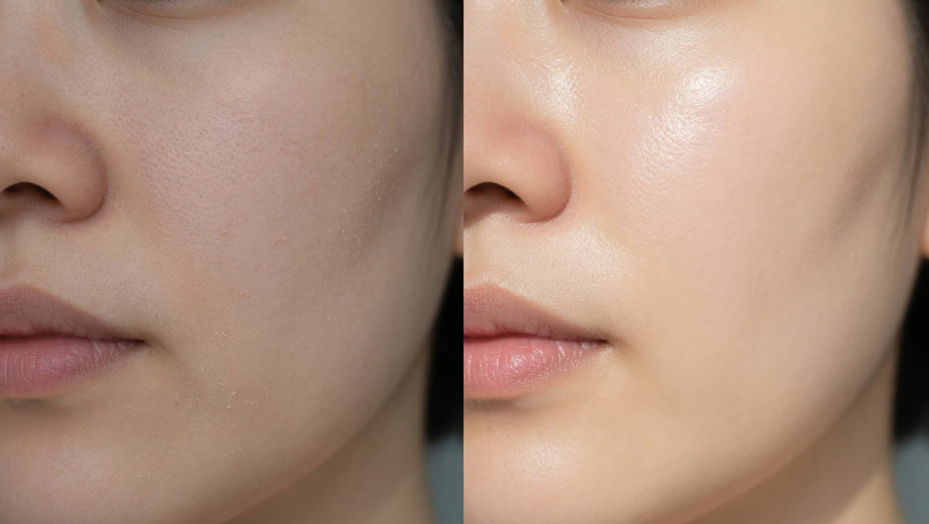 Before and after comparison of skin barrier recovery after 6 weeks of COSRX Snail Mucin Essence use