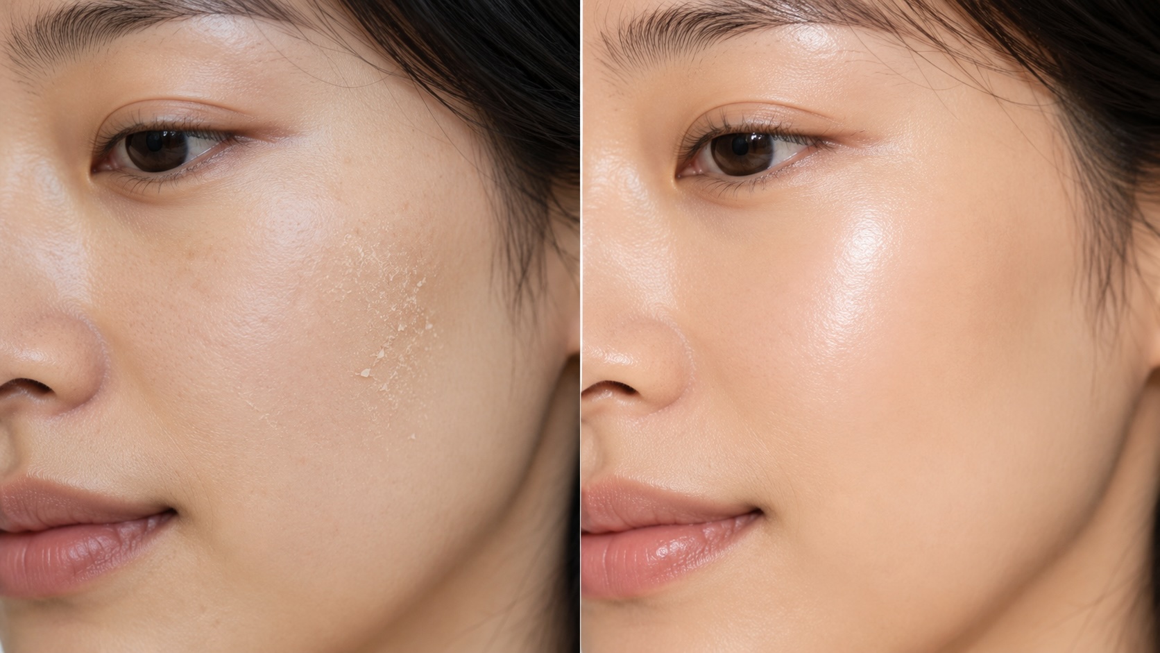 Before and after comparison of skin hydration improvement after 6 weeks of Torriden DIVE-IN Serum use