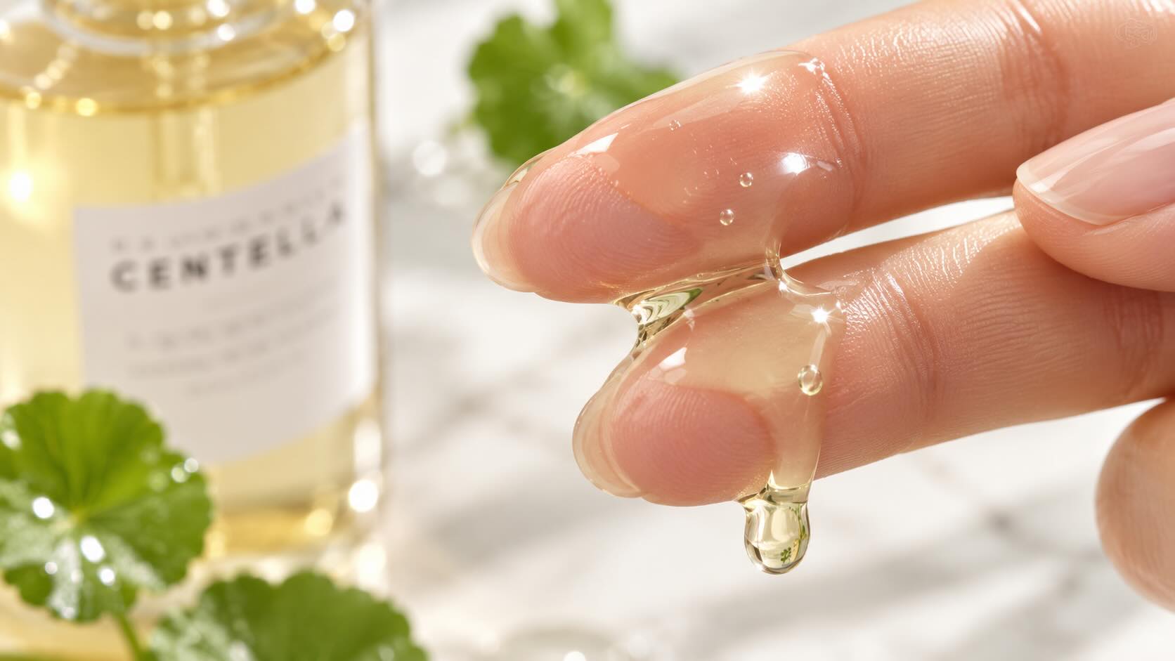 SKIN1004 Madagascar Centella Ampoule 100 texture swatch showing lightweight watery consistency on skin
